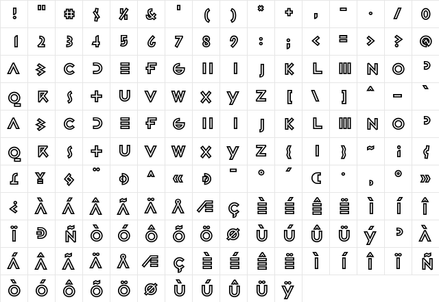 Gestalt HTF-Linear-Outline  glyph index