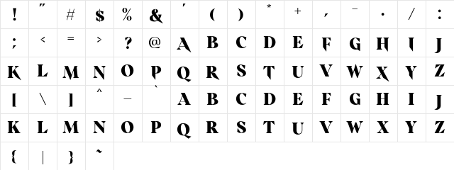 Scary Things DEMO Regular  glyph index