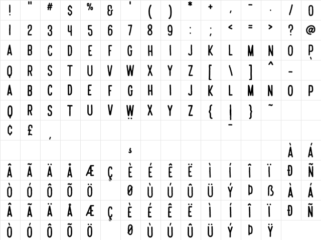 CafΠFranͯise Regular  glyph index