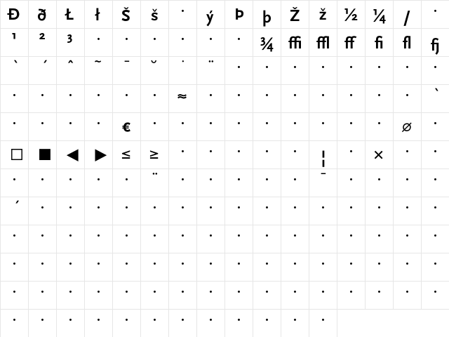 Scala Sans Bold Exp  glyph index