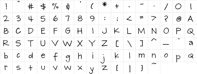 PC Earthquake Regular  glyph index