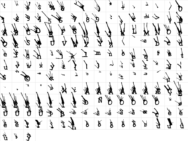 LinotypeGrassy ExtraBold ExtraBold  glyph index