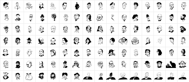 CaricaturesHeads Regular  glyph index