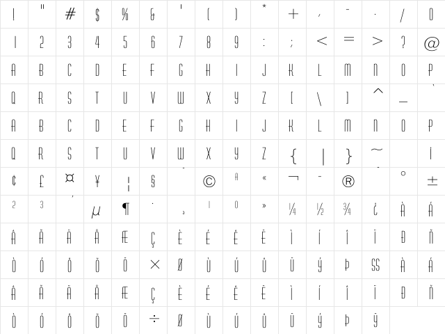 Sharp Pencil Regular  glyph index