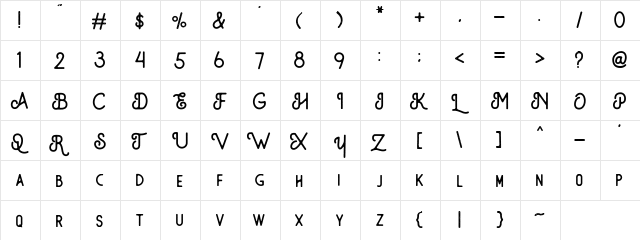 The Monokill Vintage  glyph index