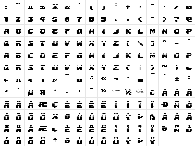Astropolis Laser Regular  glyph index