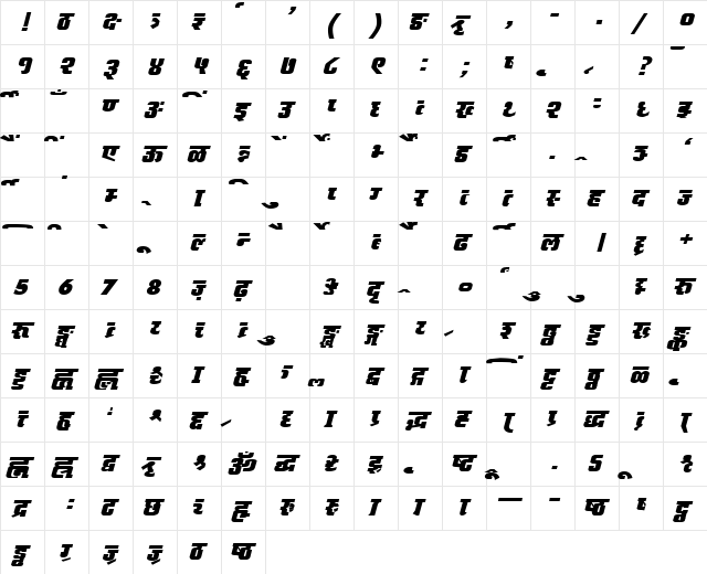 AkrutiDevAkshardharaExtBold Italic  glyph index