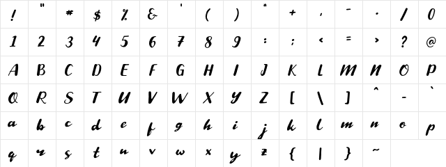 Snowpe Regular  glyph index