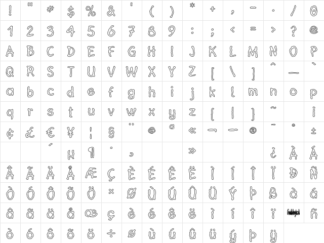 Heil Vertica Regular  glyph index