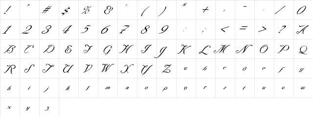 Baraquiel Regular  glyph index