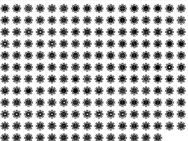 DTCGaramondM50 Regular  glyph index