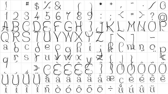 JBCourbes Regular  glyph index
