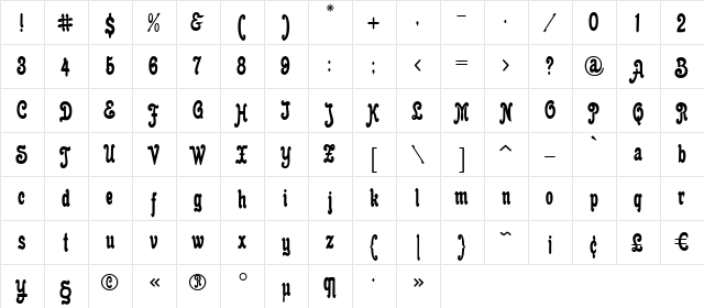 Anfisa Grotesk Regular  glyph index