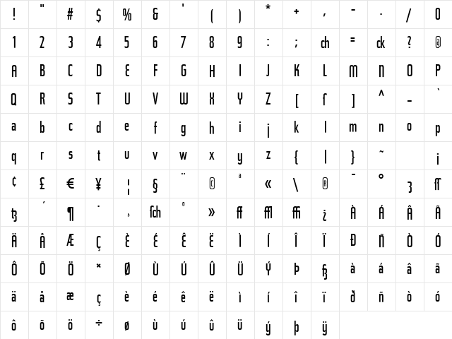 Topic Alternates Regular  glyph index