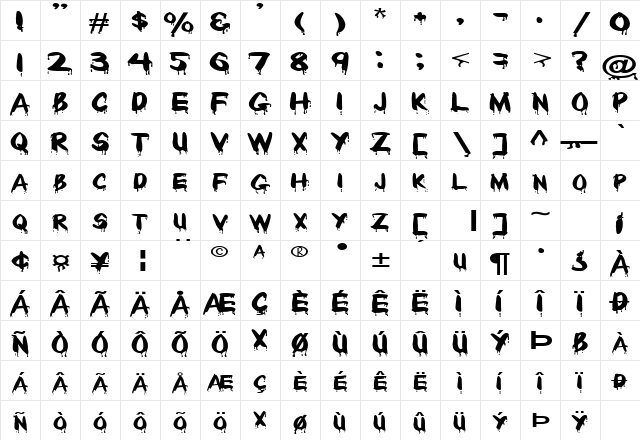 Drippy Paint Normal  glyph index