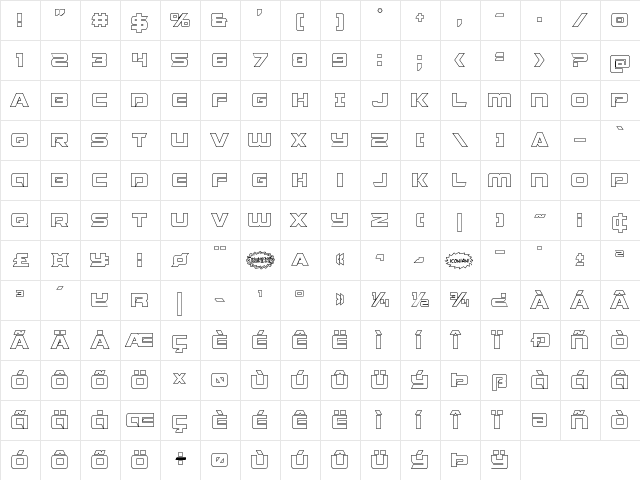 Starduster Shadow Regular  glyph index
