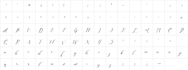 Dellisya Free For Personal Use Regular  glyph index