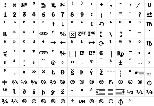 Amplifier BoldExtensions  glyph index
