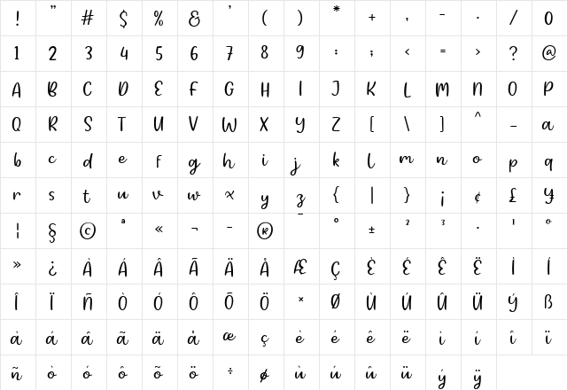 Burswood Demo Regular  glyph index