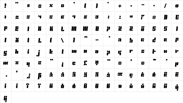 2Proton Regular  glyph index