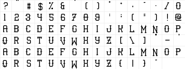 I Shot the Serif Regular  glyph index