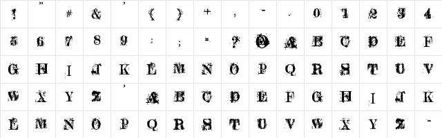 Dirty little secret Regular  glyph index