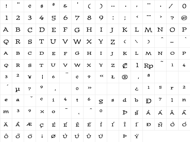 JournalSmallcaps-Ultra Ultra  glyph index