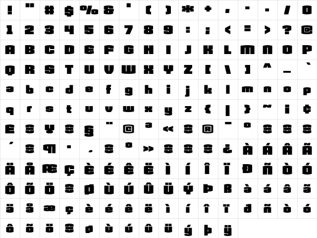 Armada Black  glyph index