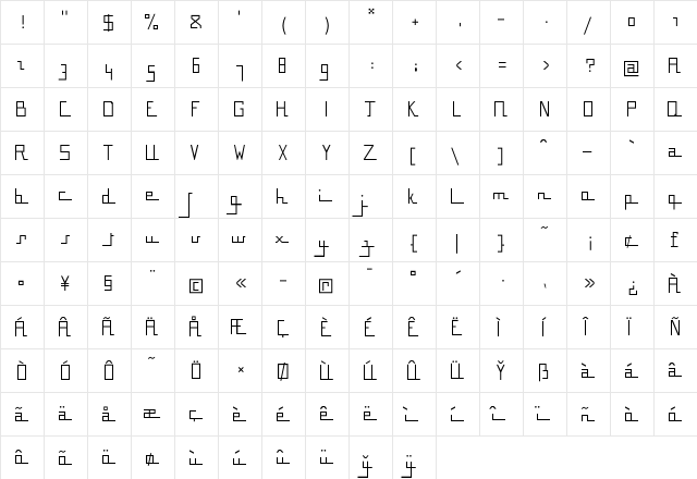 BousniCarre LT Std Light Regular  glyph index