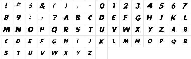 BadDogSCapsSSK Italic  glyph index