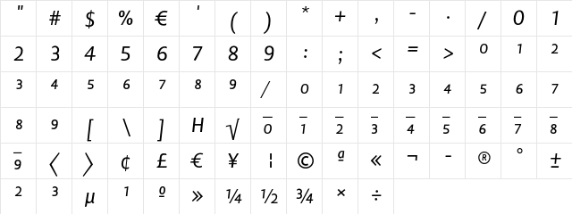 Lisboa Sans Expert Italic  glyph index