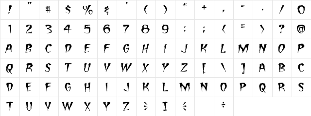CC Carry On Screaming Medium  glyph index