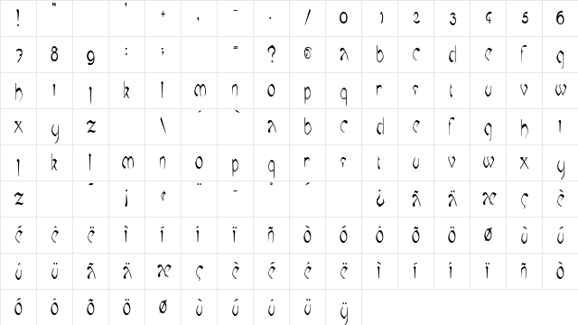 Mucha Condensed  glyph index