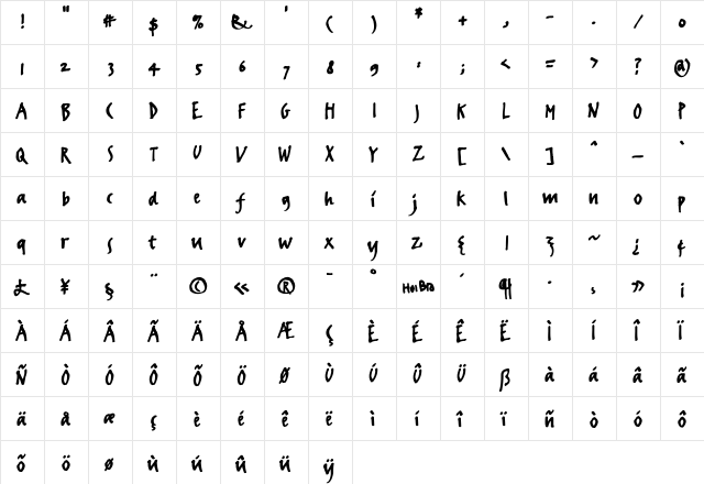 FFErikrighthand Medium  glyph index