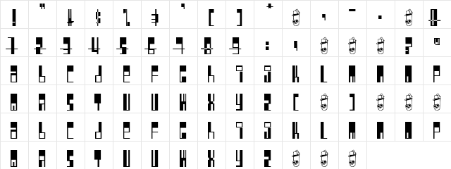 Pimpbot 5000 Regular  glyph index
