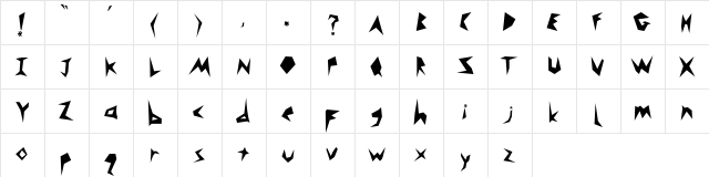 Monsta Regular  glyph index