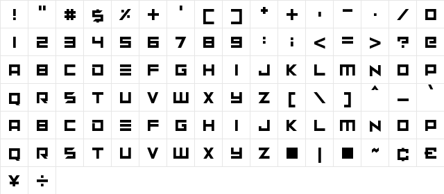 Neptune Lander Regular  glyph index