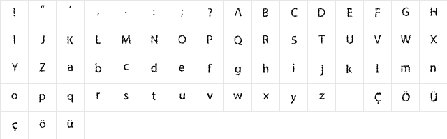 Lil Messy Regular  glyph index