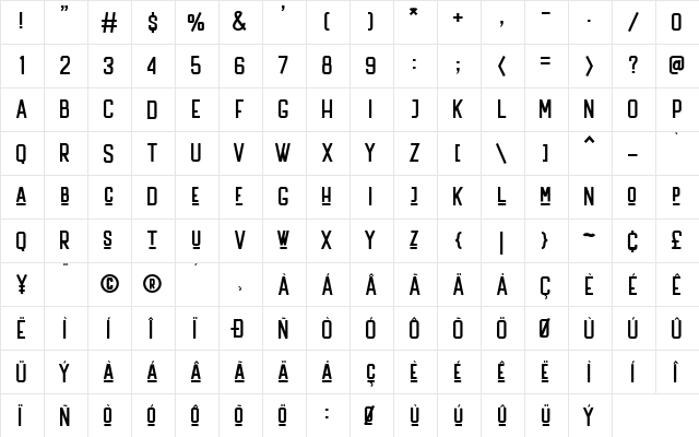 HANDLER Regular  glyph index