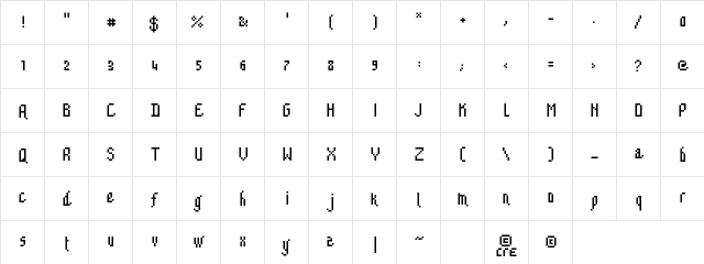 pixiecre Medium  glyph index