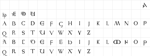 laurels Regular  glyph index
