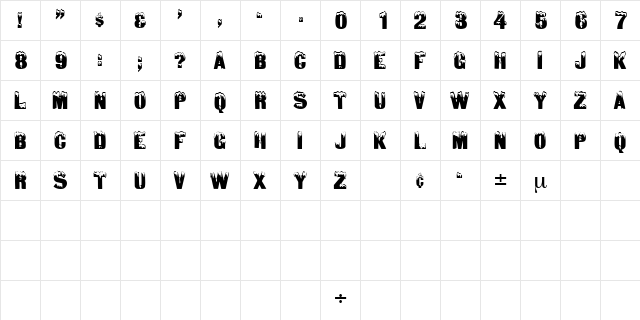 IceDisplayCapsSSK Regular  glyph index