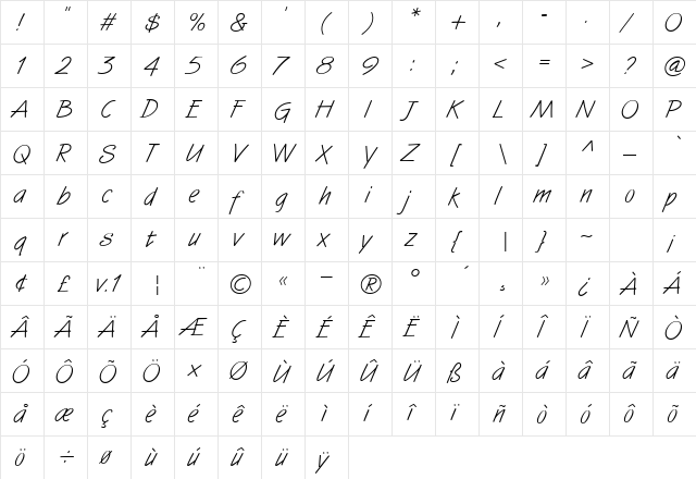 SuccotashHmk Regular  glyph index