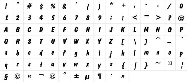 a_DomIno BoldItalic  glyph index