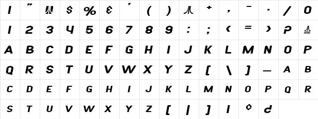 SF Atarian System Extended Bold Italic  glyph index