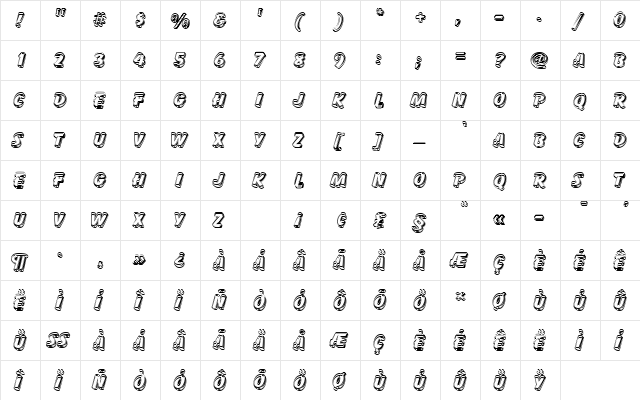 BalloonDroShaDIn1 Regular  glyph index