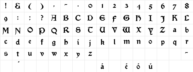 Satanick Regular  glyph index