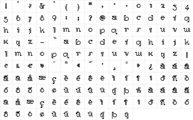 BooMeringueNF Regular  glyph index