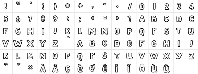 Marker Regular  glyph index