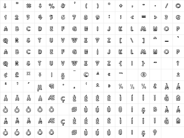 TR Quicksilver ITCNormal  glyph index